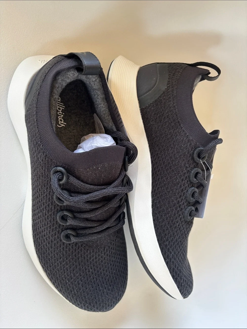 allbirds Dasher, Men’s size 9, Black Knit/White Sole, new condition